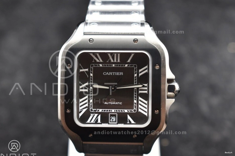 MIYOTA 1:1 Cartier Black Best 40mm on Dial SS Santos Gray Edition 9015 SS de Bezel Bracelet BVF 0401